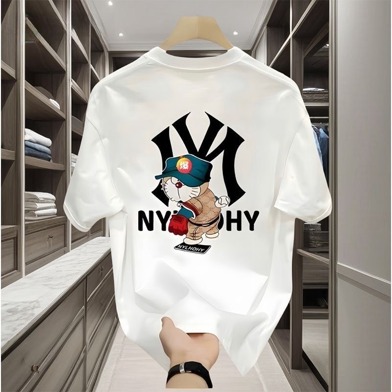เสื้อยืดคอกลม-แขนสั้น OVERSIZE t-shirt พิมพ์ลาย "NYLHOHY"  เสื้อยืดสตรีทแฟชั่นเท่ๆ ผู้ชาย เสื้อเมกา สีพื้น สีขาว-ดำ