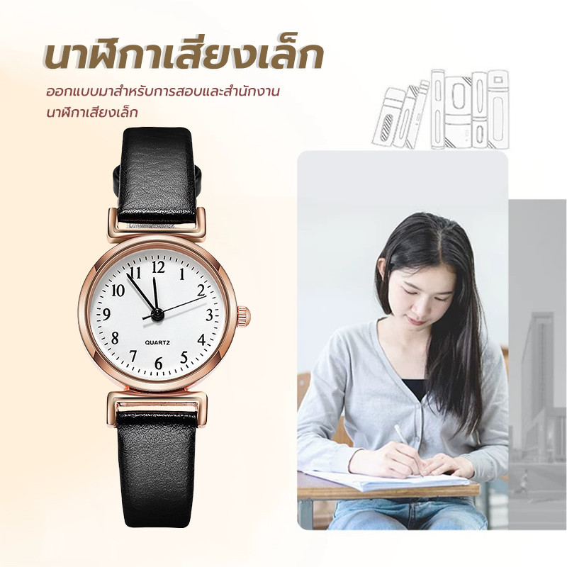 นาฬิกาสายหนัง นาฬิกาผู้หญิง แผ่นดิสก์ ขนาดเล็ก แฟชั่นสําหรับสตรี ความเรียบง่าย สายหนัง ปรับได้