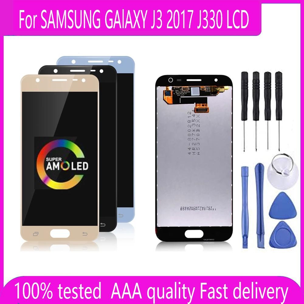Super AMOLED LCD สําหรับ SAMSUNG GAlAXY J3 2017 จอแสดงผล LCD Touch Screen Digitizer Assembly J330 J3