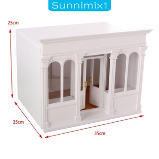 [Sunnimix1] บ้านตุ๊กตาไม้ ขนาดเล็ก 1/12 พร้อมประตูเปิดสองชั้น อุปกรณ์เสริม สําหรับบ้านตุ๊กตา