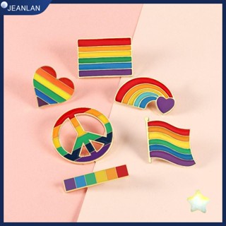 Jeanlan LGBT สายรุ้ง เข็มกลัด ปกเสื้อ เข็มกลัดเคลือบ เครื่องประดับ ของขวัญ ป้าย G ay