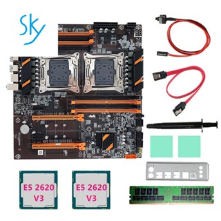 X99 เมนบอร์ด CPU คู่ พร้อมอะไหล่ CPU 2XE5 2620 V3 DDR4 4G RECC RAM สาย SATA แผ่นกั้น จาระบีความร้อน LGA 2011 สําหรับ CPU 2011-V3