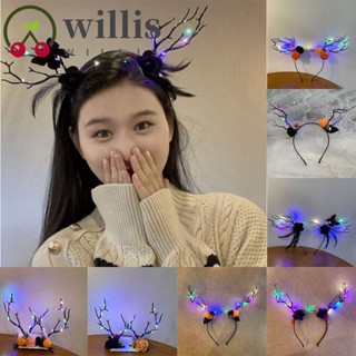 Willis ที่คาดผมหูกวาง กวาง เอลก์ เรืองแสง LED สไตล์วินเทจ สําหรับปาร์ตี้ฮาโลวีน