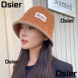 Osier1 หมวกบักเก็ต ผ้าถัก ให้ความอบอุ่น ระบายอากาศ สีพื้น แฟชั่นฤดูหนาว สําหรับผู้หญิง