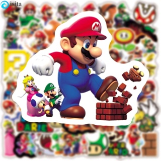 ISITA สติกเกอร์ กันน้ํา ลายการ์ตูนอนิเมะ Super Mario สําหรับติดตกแต่งรถยนต์ แล็ปท็อป