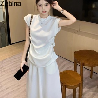 ใหม่ เสื้อแขนกุด กระโปรง สีพื้น เรียบง่าย แฟชั่นฤดูร้อน สําหรับผู้หญิง 2023