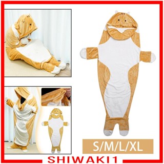 [Shiwaki1] ชุดนอน ผ้าห่ม ลายแมว สวมใส่ได้ สําหรับผู้ใหญ่