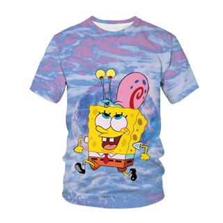 Cwc เสื้อยืดแขนสั้นลําลอง คอกลม พิมพ์ลายการ์ตูน SpongeBob SquarePants 3D ทรงหลวม พลัสไซซ์