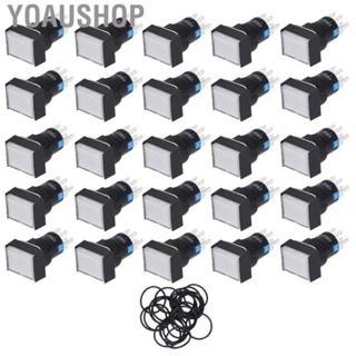 Yoaushop Power Push Switch  Built in Control Light 25PCS Button 220V 5A for Industrial Equipments