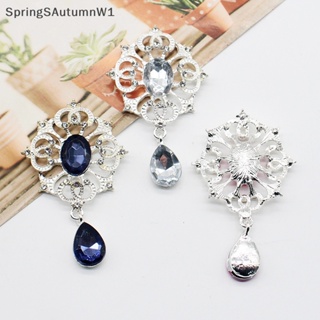 [SpringSAutumnW] จี้อัลลอย ประดับพลอยเทียม สีเงิน 34*56 มม. สําหรับตกแต่งเสื้อผ้า DIY