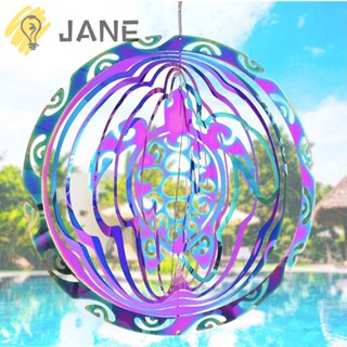 Jane กระดิ่งลม สเตนเลส โลหะ รูปเต่า สีรุ้ง หลากสี สําหรับแขวนตกแต่งระเบียง หน้าต่าง ในร่ม กลางแจ้ง