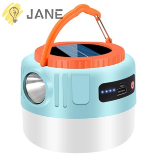 Jane โคมไฟ LED พลังงานแสงอาทิตย์ กันน้ํา ชาร์จ USB พร้อมรีโมตคอนโทรล สําหรับตั้งแคมป์ เต็นท์ กลางแจ้ง