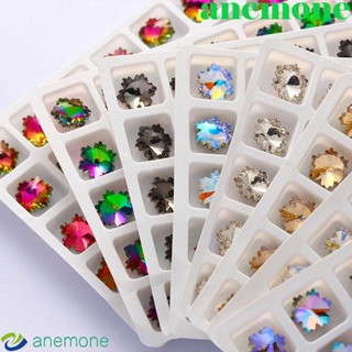 Anemone อุปกรณ์ตกแต่งเล็บ พลอยเทียม รูปเกล็ดหิมะ หลากสี สําหรับตกแต่งเล็บ DIY