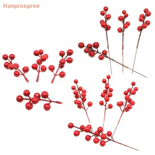 Hanprospree&gt; ช่อผลไม้จําลอง 12 หัว สีแดง และสีทอง สําหรับตกแต่งคริสต์มาส