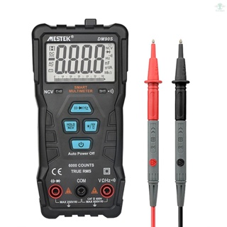 MESTEK DM90S High Speed Intelligent Handheld Digital Multimeter NCV True RMS Smart Universal Meter Tester 6000 Counts Voltmeter Voltage Tester Live Wire Detection ACV DCV Resistance Frequency Capacitance Diode Measurement