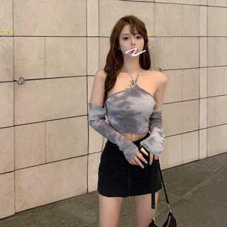 [MIBU] ✨ขายดี เสื้อยืดครอป แขนสั้น คอตั้ง เข้ารูป เซ็กซี่ สําหรับผู้หญิง