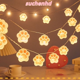 Suchenhd สายไฟหิ่งห้อย LED รูปแมว ประหยัดพลังงาน กันน้ํา ชาร์จ USB ใช้แบตเตอรี่ สําหรับตกแต่งห้องนอน