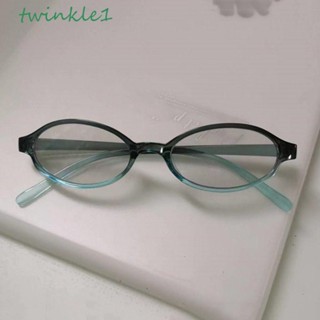 Twinkle1 แว่นสายตาสั้น PC กรอบกลม ทรงวงรี ขนาดเล็ก แวววาว สไตล์เกาหลี สําหรับผู้ชาย Y2k