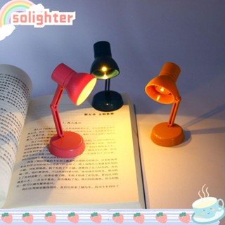 Solighter โคมไฟตั้งโต๊ะ สเกล 1:12 360 สําหรับบ้านตุ๊กตา° โคมไฟ LED ขนาดเล็ก แบบหมุนได้ สําหรับอ่านหนังสือ