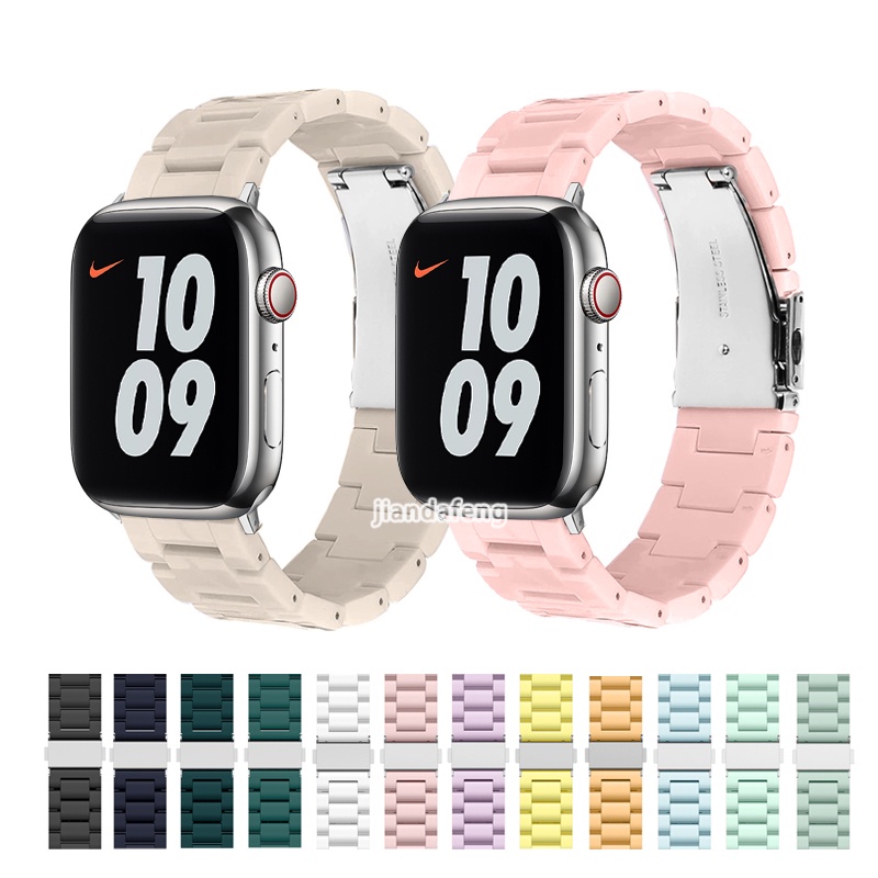 สายนาฬิกาข้อมือ พลาสติก เรซิน อะคริลิคใส แฟชั่น สําหรับ Apple watch Series 8 7 SE 6 5 4 3 Ultra iwatch 40 มม. 44 มม. 41 มม. 45 มม. 49 มม.