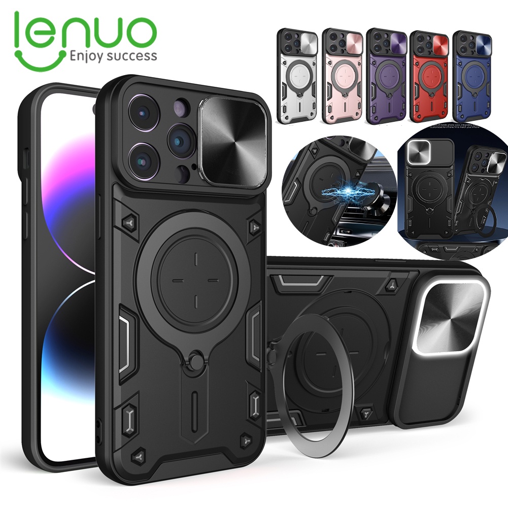 Lenuo เคสโทรศัพท์มือถือ หมุนได้ 360 องศา พร้อมที่ตั้งวางแม่เหล็ก สําหรับ iPhone 15 14 Pro Max 15 14 Plus 5G