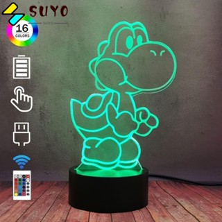 Suyo โคมไฟตั้งโต๊ะอะคริลิค LED ลายการ์ตูนน่ารัก 16 สี พร้อมรีโมตคอนโทรล ABS สําหรับตกแต่งบ้าน