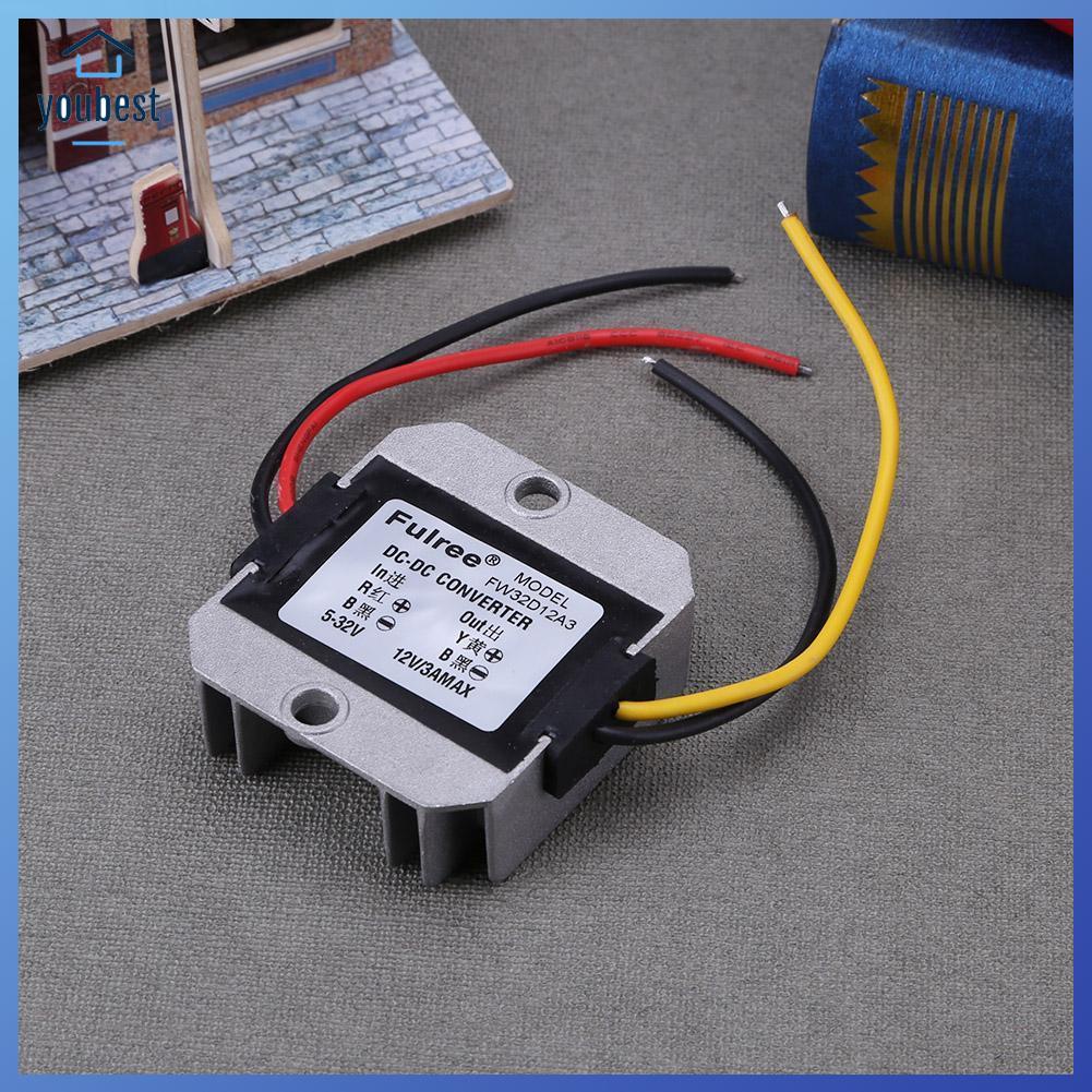 Dc-dc 5-32V ถึง 12V 3A เครื่องควบคุมแรงดันไฟฟ้าอัตโนมัติ ตัวแปลงไฟ ตัวควบคุมความปลอดภัยอัจฉริยะ ตัวควบคุมแรงดันไฟฟ้า