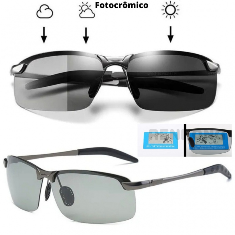 แว ่ นกันแดดโพลาไรซ ์ พร ้ อมการเปลี ่ ยนสีสําหรับผู ้ ชาย Daytime และ Night Vision UV ทนตกปลาขี ่ จักรยาน