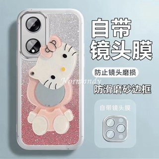 เคสโทรศัพท์มือถือแบบนิ่ม TPU กันกระแทก ลายการ์ตูนเฮลโลคิตตี้ แต่งกระจก แฟชั่น หลากสี สําหรับ OPPO A38 A58 A78 A98 5G 4G 2023 A38 4G