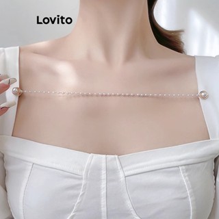 Lovito เข็มกลัดไข่มุก เรียบหรู สําหรับผู้หญิง L63AD344 (สีขาว)