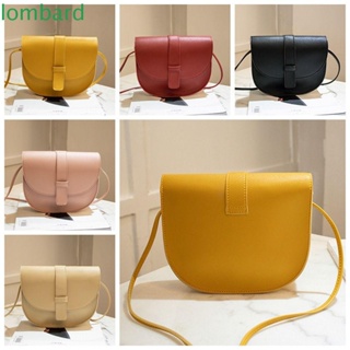 Lombard กระเป๋าสะพายไหล่ กระเป๋าถือ หนัง PU สีพื้น สไตล์เกาหลี สําหรับสตรี