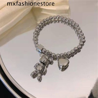 Mxfashione Baer กําไลข้อมือ สเตนเลส ลายสัตว์/ราศีหัวใจ แฟชั่นสไตล์เกาหลี สําหรับเด็กผู้หญิง