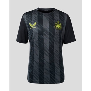 Yx 2023-2024 เสื้อยืดลําลอง แขนสั้น คอกลม พิมพ์ลาย Newcastle Jersey Pre Match สีดํา พลัสไซซ์