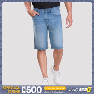 WRANGLER กางเกงขาสั้นผู้ชาย เอวกลาง ทรง BOSTIN SHORTS รุ่น WR S523MSHOS24 สียีนส์