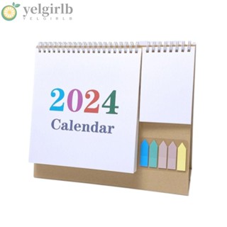 Yelgirlb ปฏิทินตั้งโต๊ะ อเนกประสงค์ พร้อมกระดาษโน้ต 5 สี 2024 สําหรับสํานักงาน