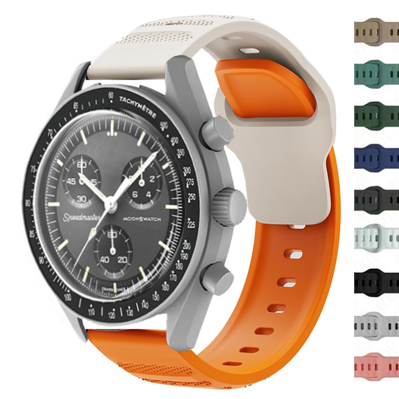 สายนาฬิกาข้อมือซิลิโคน 20 มม. สําหรับ Omega X Swatch Joint MoonSwatch Planet Watch Band Quick Release Sport Bracelet for Samsung Galaxy Watch 6 5 4