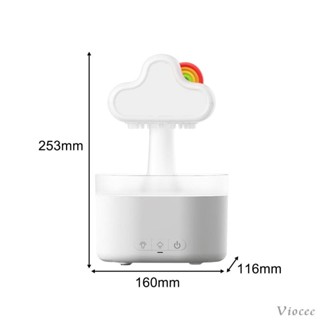 [Viocee] เครื่องฟอกอากาศความชื้น ฝนตก 7 สี ไฟ LED ปรับได้ USB สําหรับบ้าน นอนหลับ