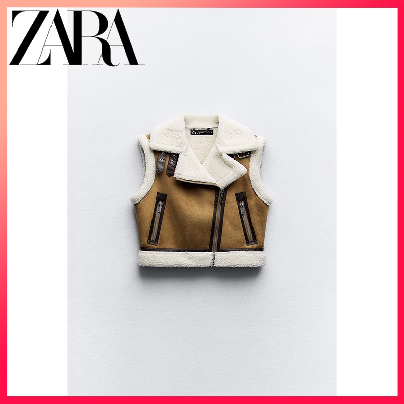 Zara ใหม่ เสื้อกั๊กสั้น แบบสองด้าน สําหรับขี่รถจักรยานยนต์