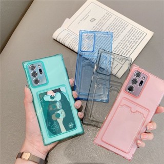 เคสโทรศัพท์มือถือแบบนิ่ม TPU ใส กันกระแทก กันรอยกล้อง พร้อมช่องใส่บัตร สําหรับ Samsung Galaxy S21 Ultra S20 FE S21+ S20+ S 21 20 Plus 21FE 20FE