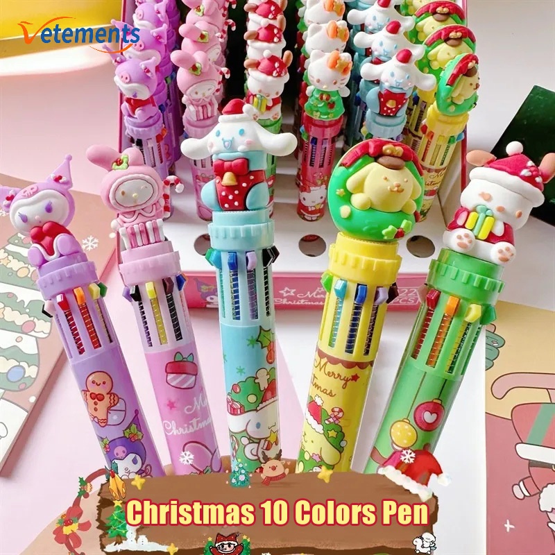 1 ชิ้น 10 สี กด บอล ปากกา ของขวัญคริสต์มาส ที่มีสีสัน กราฟฟิตี บัญชีมือ มาร์กเกอร์ ปากกา นักเรียน หลากสี อุปกรณ์เครื่องเขียน