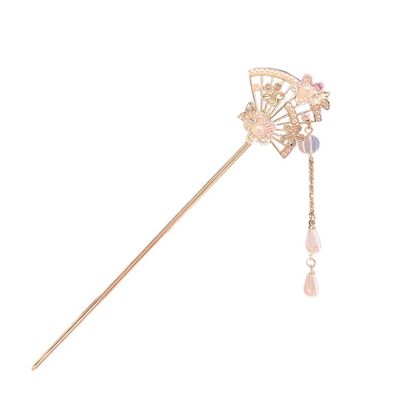 กิ๊บติดผม รูปพัด ดอกไม้ สไตล์จีน แฟชั่นฮั่นฝู สําหรับผู้หญิง - รูปที่ 3