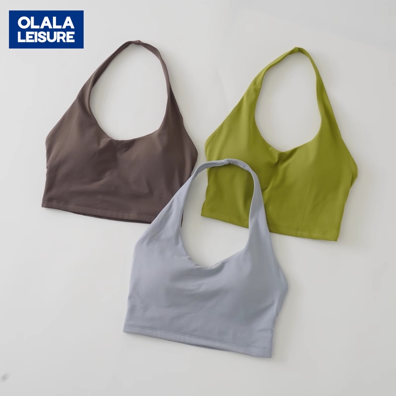 OLALA LEISURE สปอร์ตบราสไตล์ใหม่ - ชุดโยคะสะพรึงเสริม สปอร์ตบราล็อว์แบ็ค สำหรับความสบาย ยืดหยุ่นสูง ใช้เนื้อผ้าไลครา