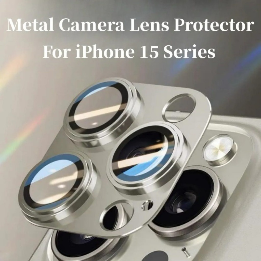 ตัวป้องกันเลนส์กล้อง โลหะ สําหรับ iPhone 15 14 13 Pro Max 15 Plus mini แหวนป้องกันเลนส์ กระจกด้านหลัง ฟิล์มเลนส์