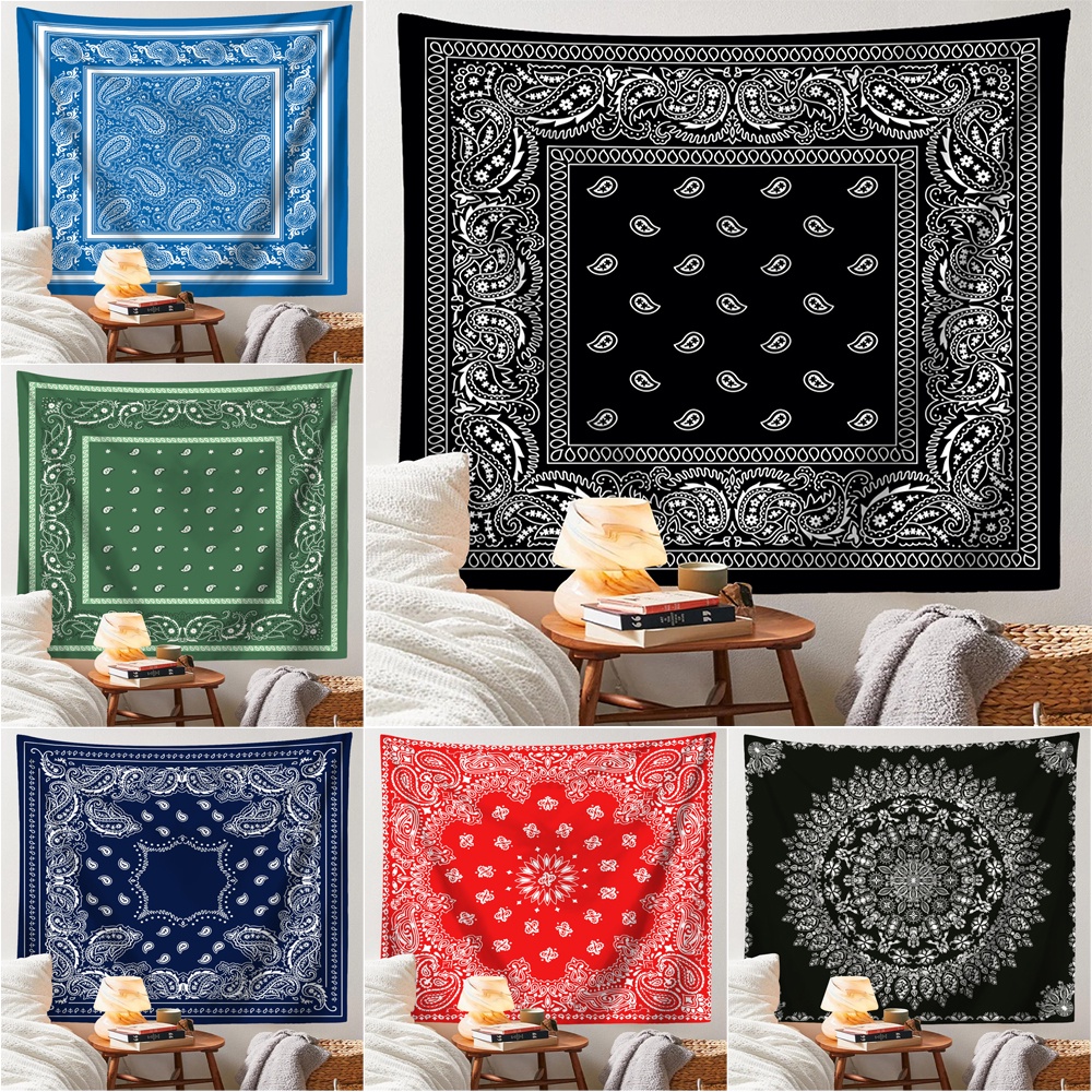 แฟชั่นยอดนิยม ศิลปะโบโฮ ชนเผ่าชนเผ่า Paisley Bandana เม็ดมะม่วงหิมพานต์ ดอกไม้ พรมผนัง พร้อมคลิป โพลีเอสเตอร์ พรม ห้องนอน แขวนผนัง พรมตกแต่งห้อง ของขวัญ (พร้อมคลิป)