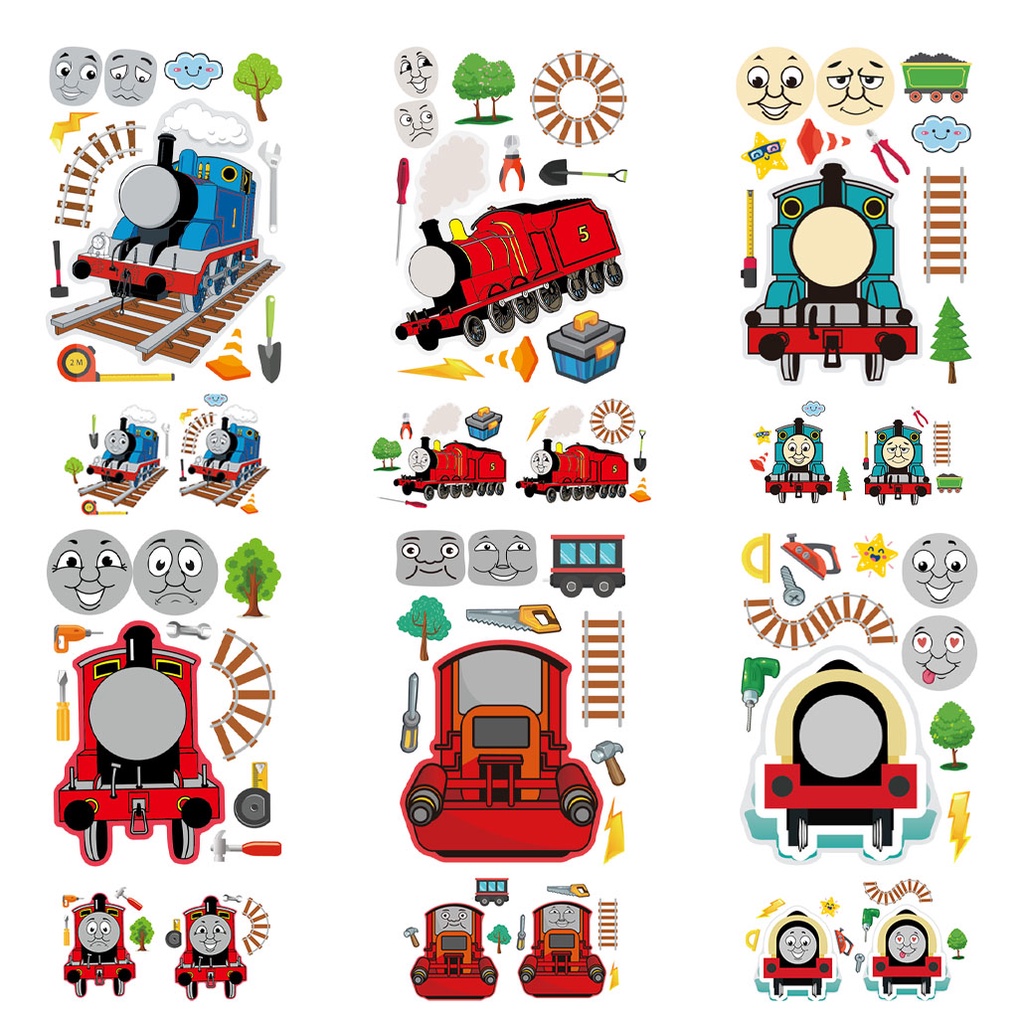 สติ๊กเกอร์ปริศนารถไฟขนาดเล็ก Thomas & Friends, สติ๊กเกอร์หน้าขนส่งการ์ตูน DIY สําหรับเด็กและทารก