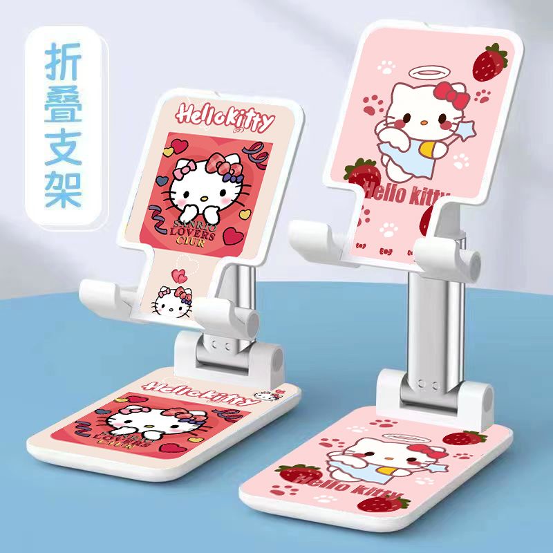ขาตั้งโทรศัพท์มือถือ ลายคิตตี้น่ารัก 360 ° ขาตั้งโทรศัพท์มือถือ แบบตั้งโต๊ะ ยกน้ําหนักได้ แบบพกพา มั่นคง