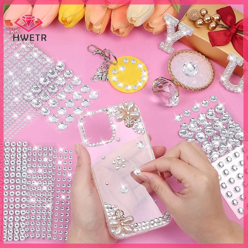 Hwetr ใหม่ สติกเกอร์คริสตัล พลอยเทียม มีกาวในตัว สําหรับติดตกแต่งร่างกาย ใบหน้า ผม เครื่องสําอาง งานฝีมือ ตกแต่งบ้าน