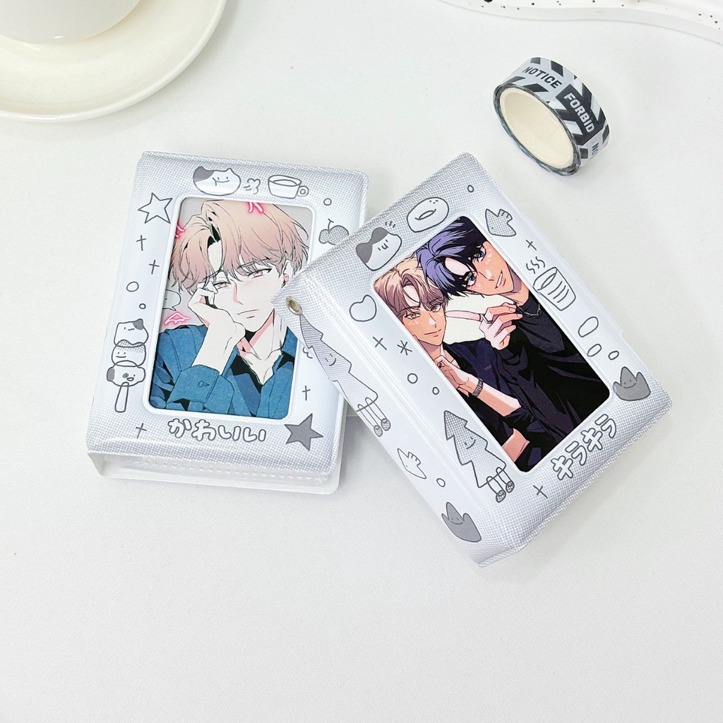 กระเป๋าใส่บัตร PVC ลายสัตว์น่ารัก ขนาดเล็ก 3 นิ้ว สีดํา และสีขาว สําหรับจัดระเบียบ