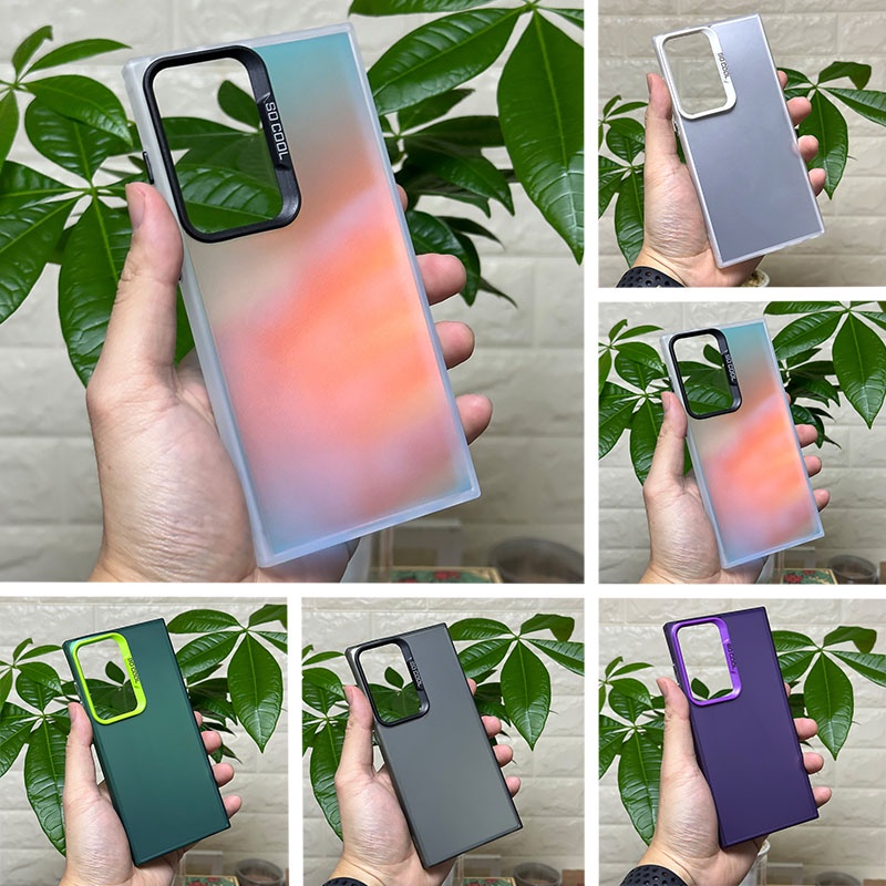 เคสโทรศัพท์มือถืออะคริลิคแข็ง แบบใส เนื้อแมตต์ กันกระแทก ลายกลิตเตอร์ ไล่โทนสี หรูหรา สําหรับ Samsung Note 20 Ultra S21 Plus Ultra S20 S21 FE A34 5G