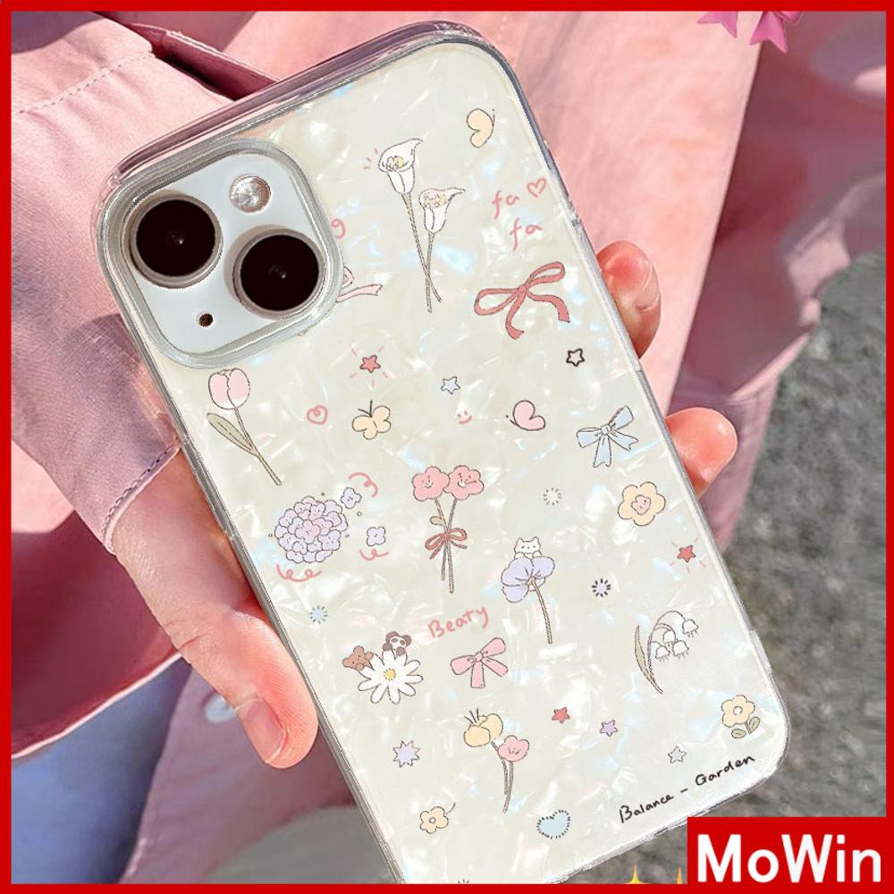 Mowin - เข้ากันได้สำหรับ เคสไอโฟน11 เคส iphone 11 15 Pro Max เลเซอร์โฮโลแกรมสีสันสดใส TPU อ่อนนุ่ม ดอกไม้สวยโบว์หัวใจเข้ากันได้กับ 14 PRO MAX 13 12 XR XS 7Plus 8 PLUS